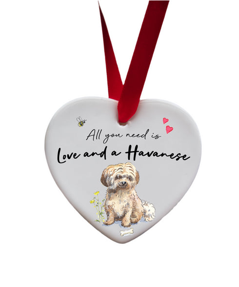 Love and a Havanese Fawn Ceramic Heart